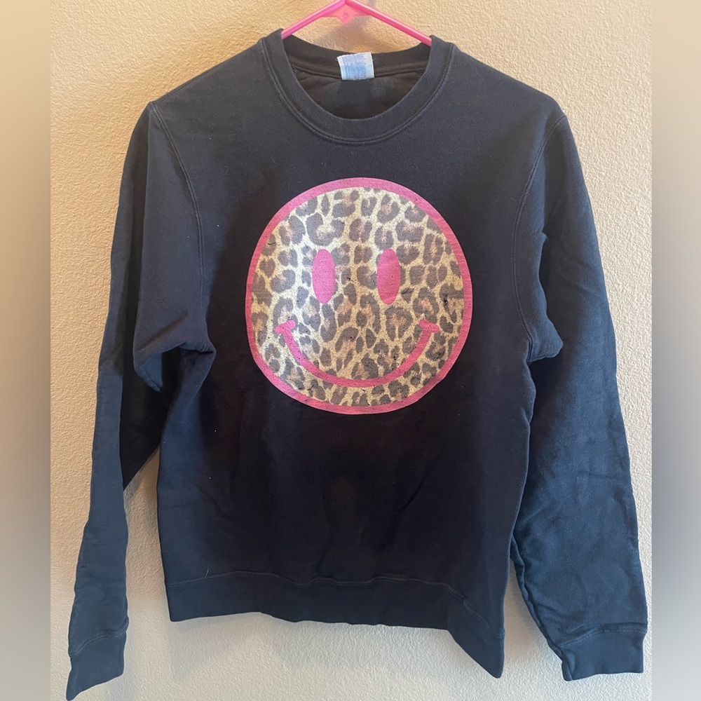 Krista Horton inspired leopard print smiley face sweatshirt